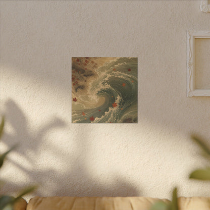 Japandi Ocean Wave in Candlelight | Japanese Pattern Canvas Art