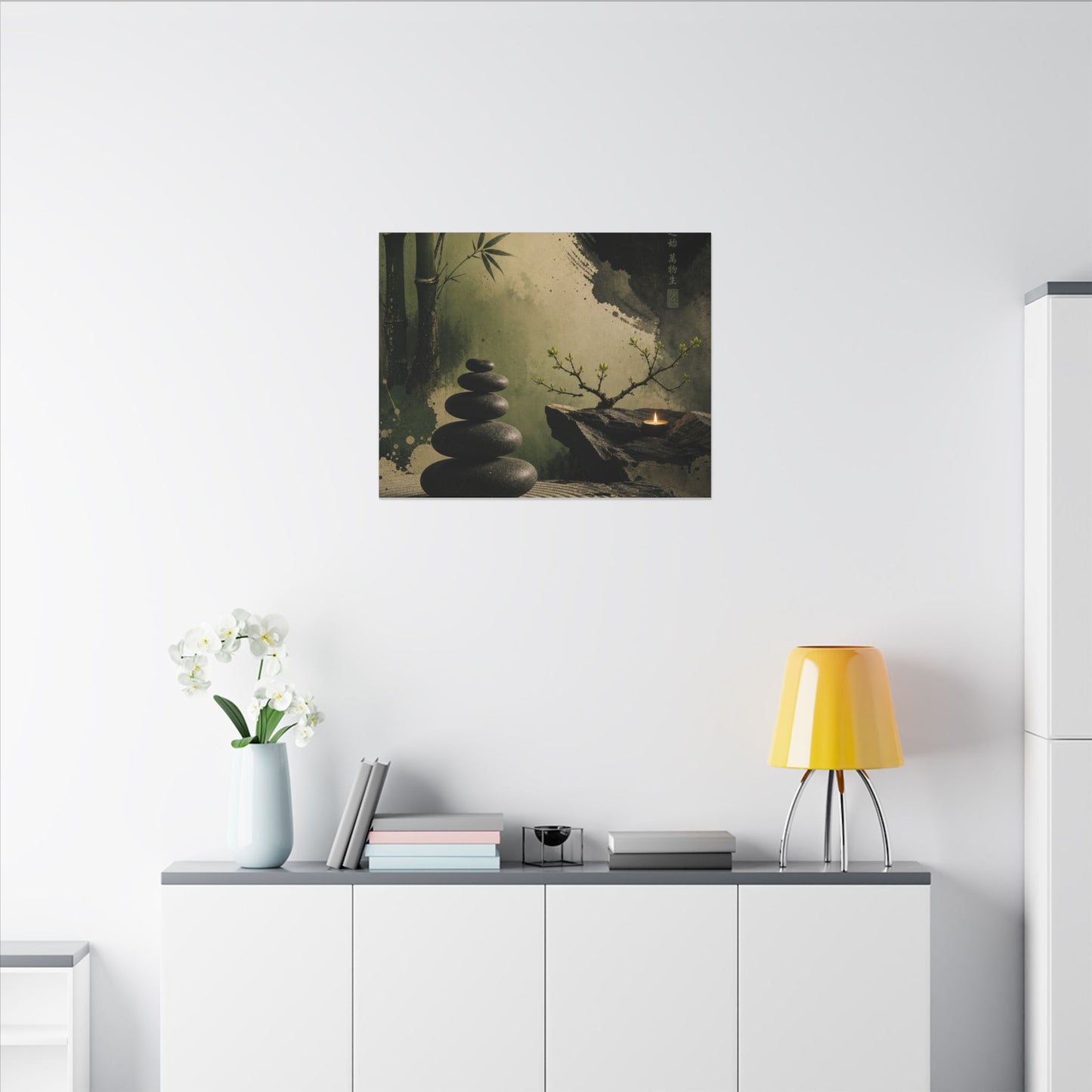 River Stones Spring Canvas Art | Zen Contemplative Design