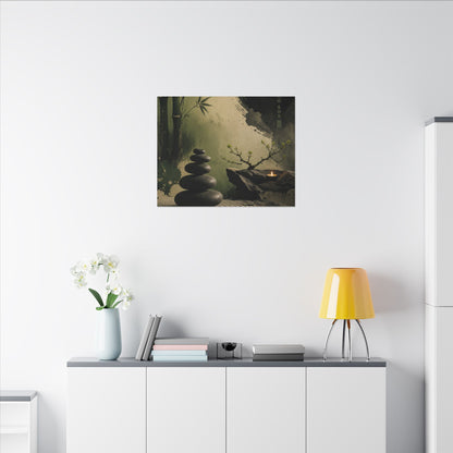 River Stones Spring Canvas Art | Zen Contemplative Design