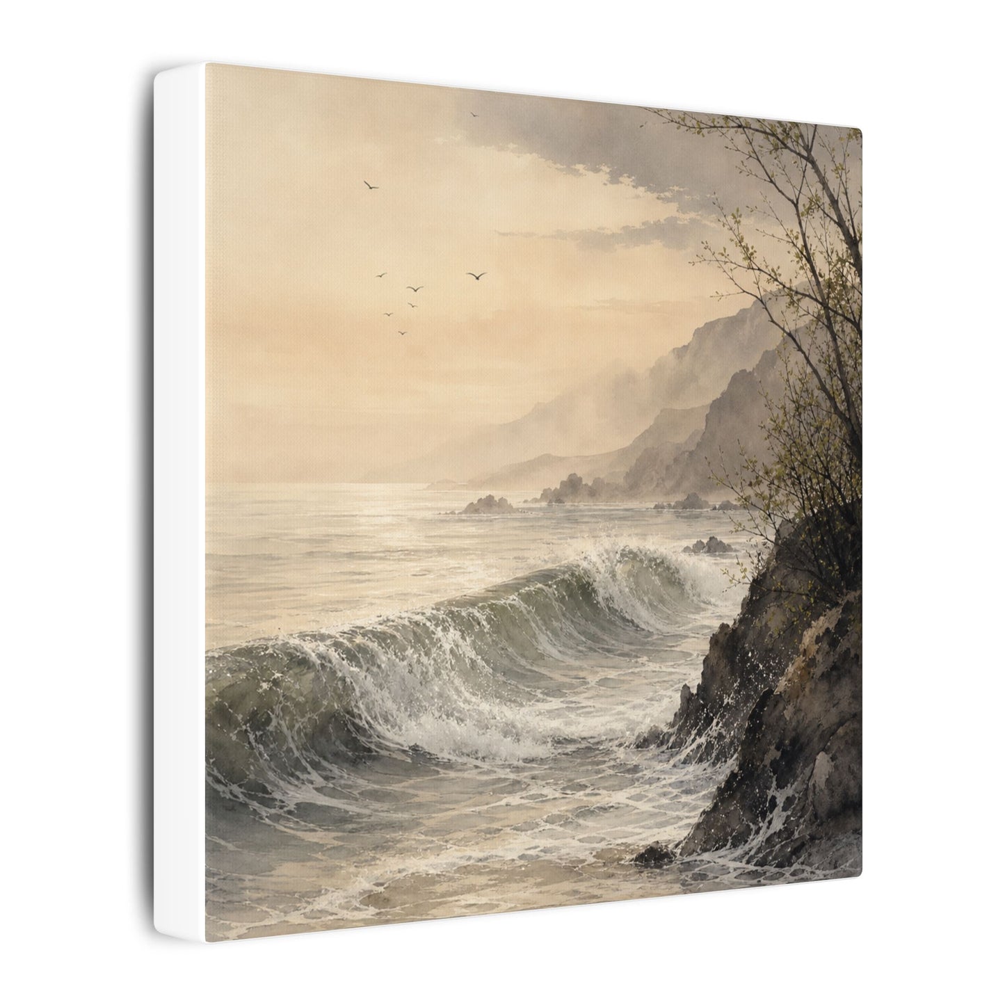Ocean Wave Spring Canvas Art | Japandi Elegant Design