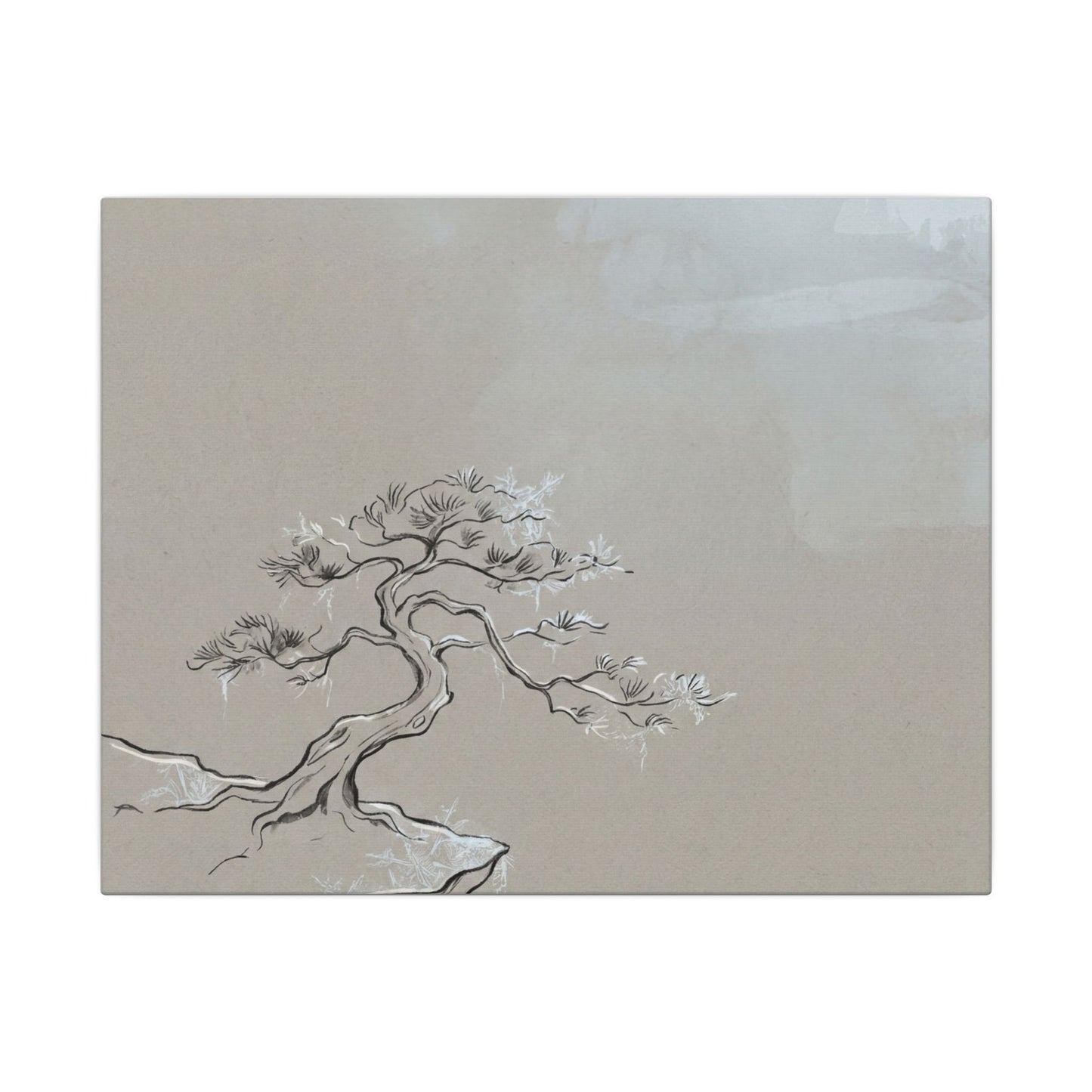 Pine Tree Minimal Line Canvas Art | Warm Japandi Art Art Print