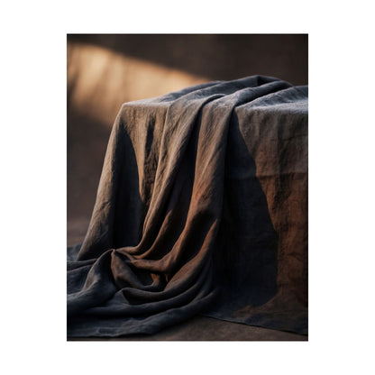 Dark Japandi Silk Drape in Golden Hour | Shadow Zen Wall Art Print