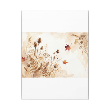 Dried Flowers Canvas Art | Autumn Japandi Watercolor Art