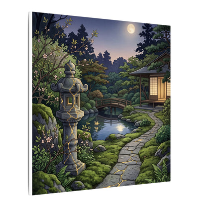 Spring Moonlit Garden Gold Vein Canvas Art | Resilient Decor