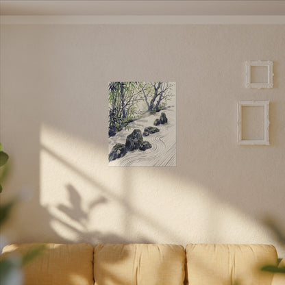 Dappled Rock Garden Canvas Art - Zen Mono No Aware