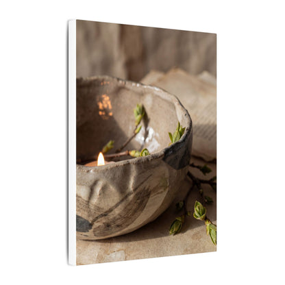 Candlelight Ceramic Bowl Canvas Art - Japandi Ma