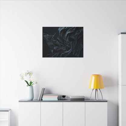 Dark Japandi Silk Drape in Moonlight | Moody Minimal Canvas Art