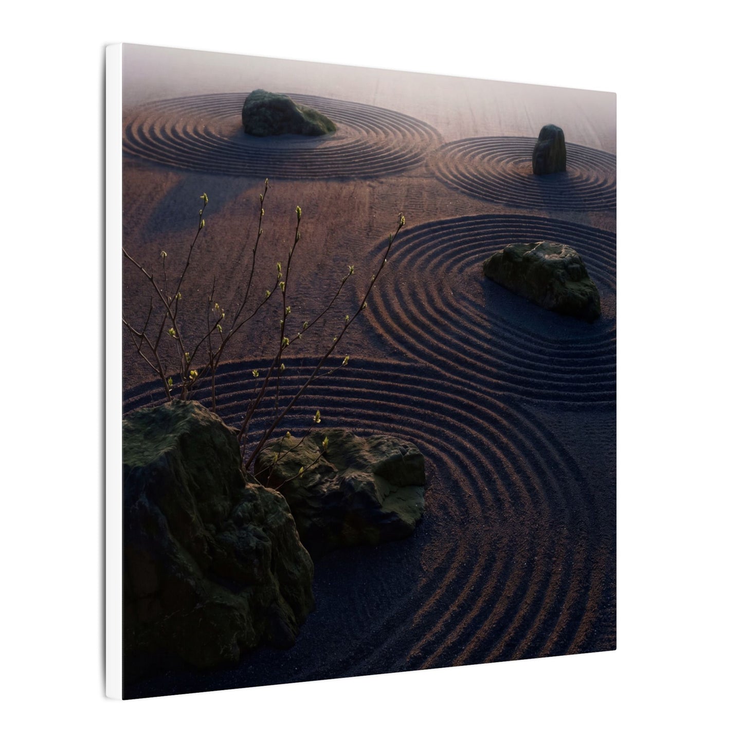 Spring Rock Garden Shadow Zen Canvas Art | Luxurious Decor