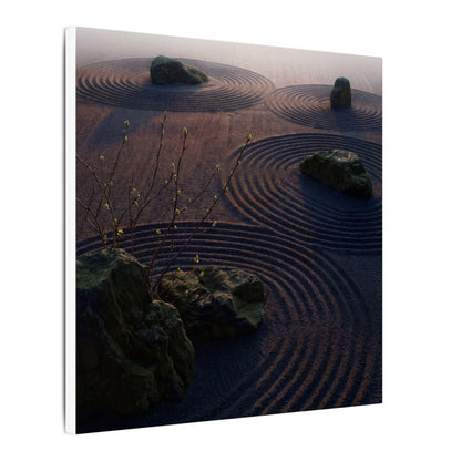 Spring Rock Garden Shadow Zen Canvas Art | Luxurious Decor