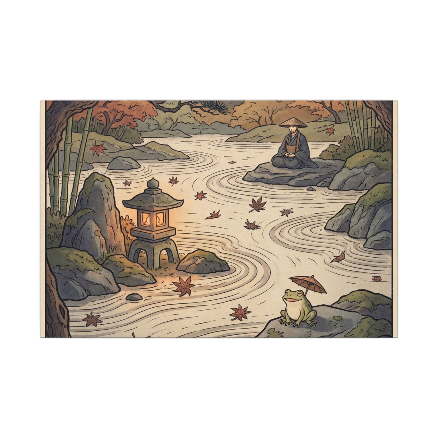 Rock Garden Autumn Canvas Art | Zen Serene Design