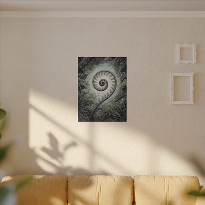 Zen Fern Unfurling in Dawn | Ukiyo E Inspired Canvas Art