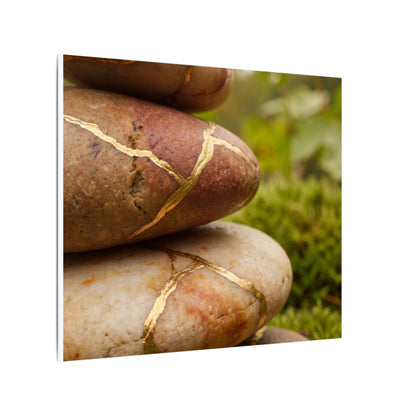 River Stones Summer Canvas Art | Kintsugi Healing Design