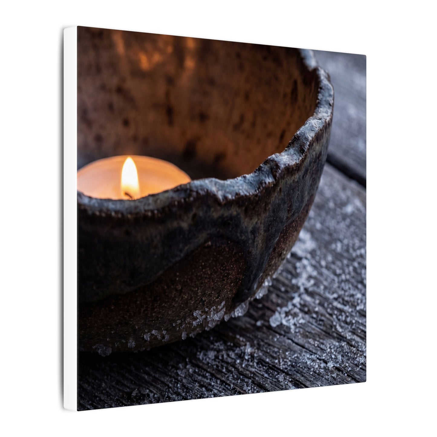 Atmospheric Ceramic Bowl Canvas Art - Moody Minimal Dark Japandi