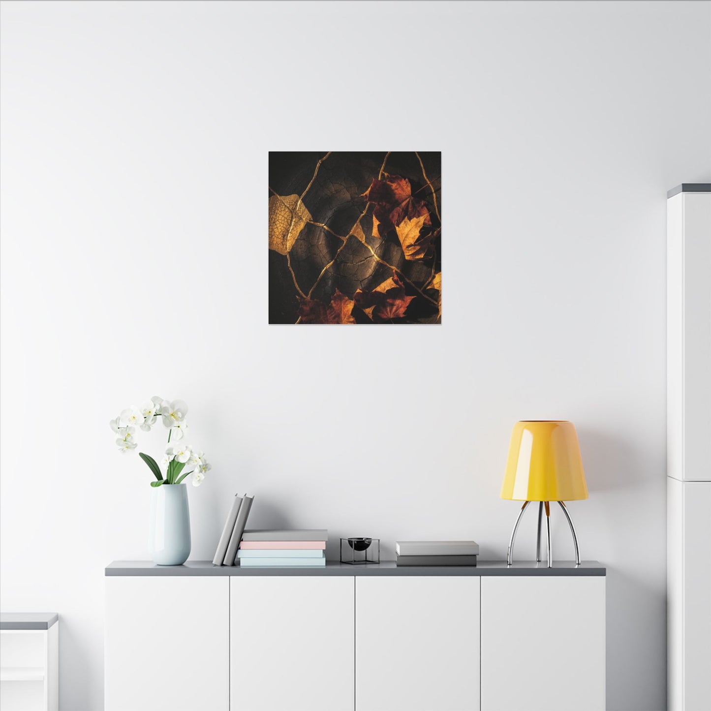 Resilient Shadow Play Canvas Art - Crackle Gold Kintsugi