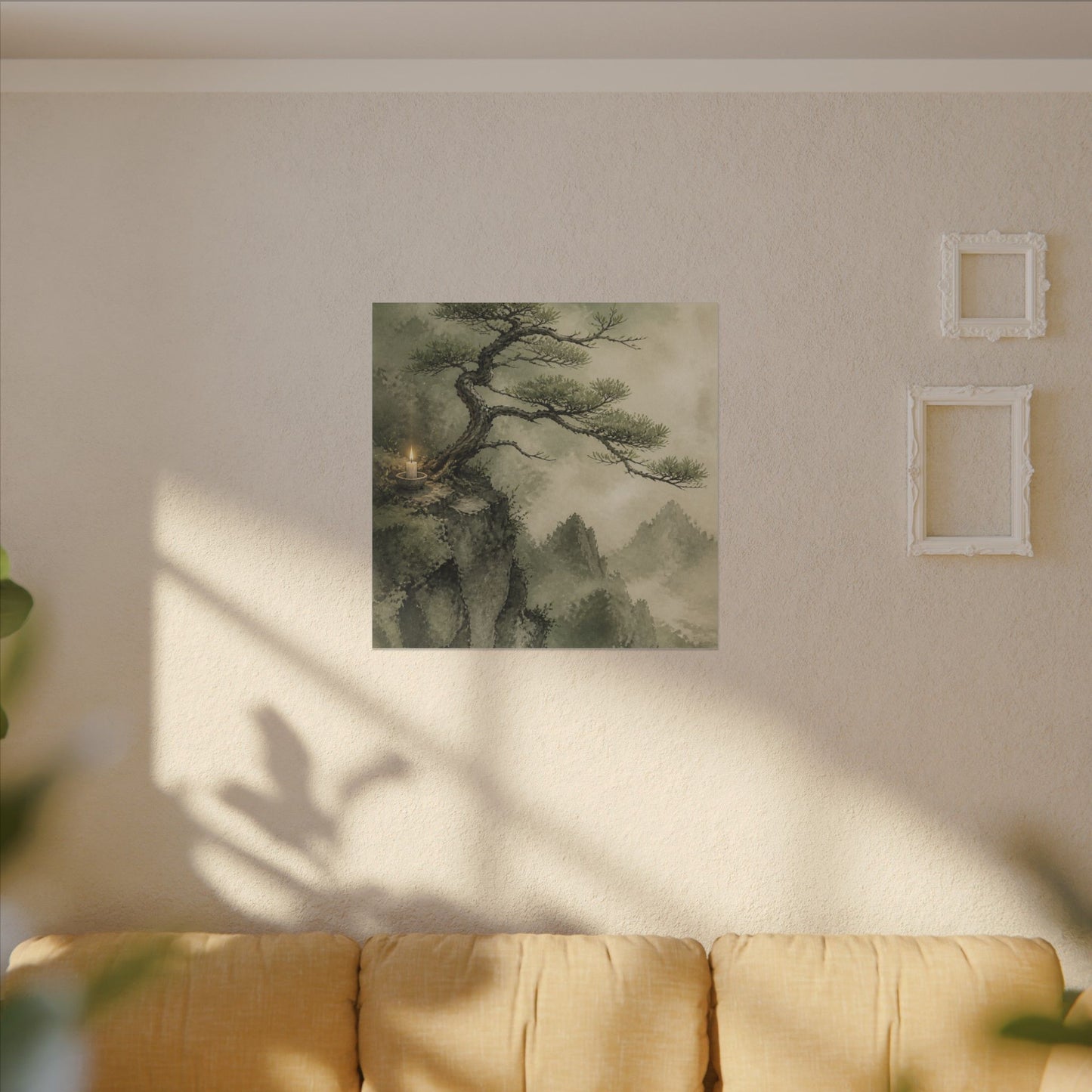 Candlelight Pine Tree Canvas Art - Japandi Kanso