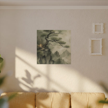 Candlelight Pine Tree Canvas Art - Japandi Kanso