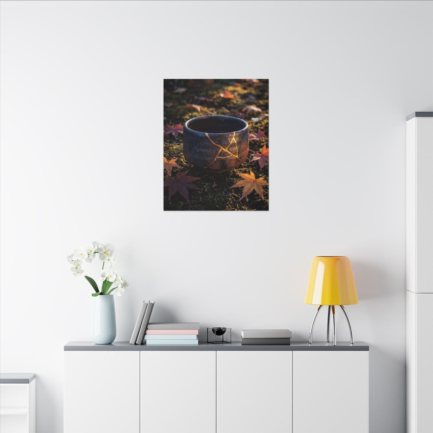 Kanso Moonlit Garden Canvas Art - Kintsugi Gold Repair