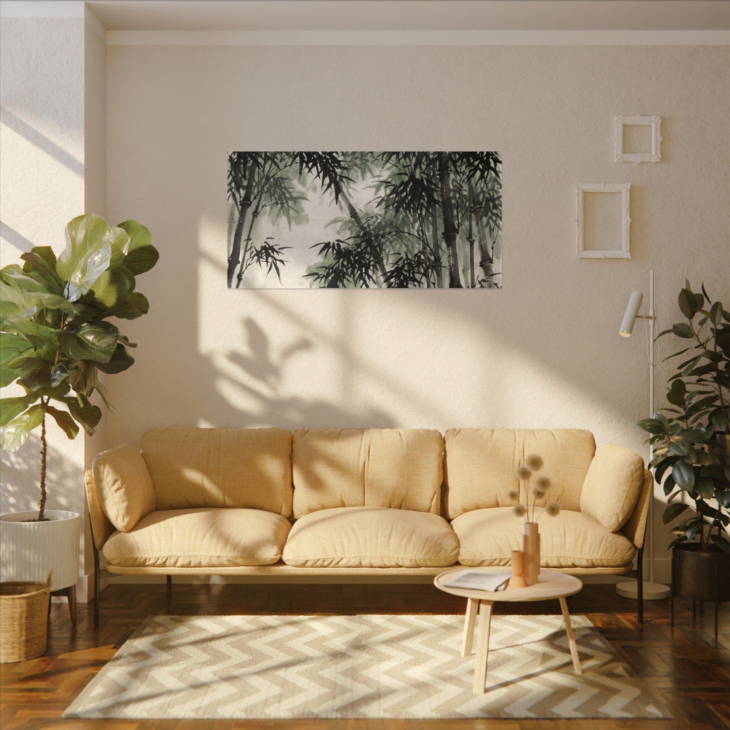 Zen Bamboo Grove in Overcast | Sumi E Canvas Art