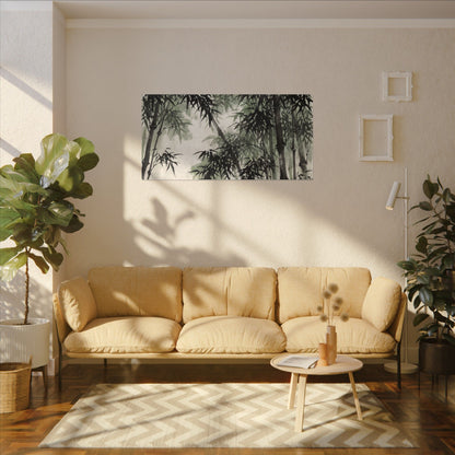 Zen Bamboo Grove in Overcast | Sumi E Canvas Art