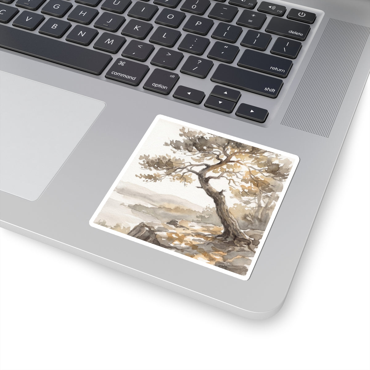 Neutral Pine Tree Sticker - Watercolor Japandi Art Print