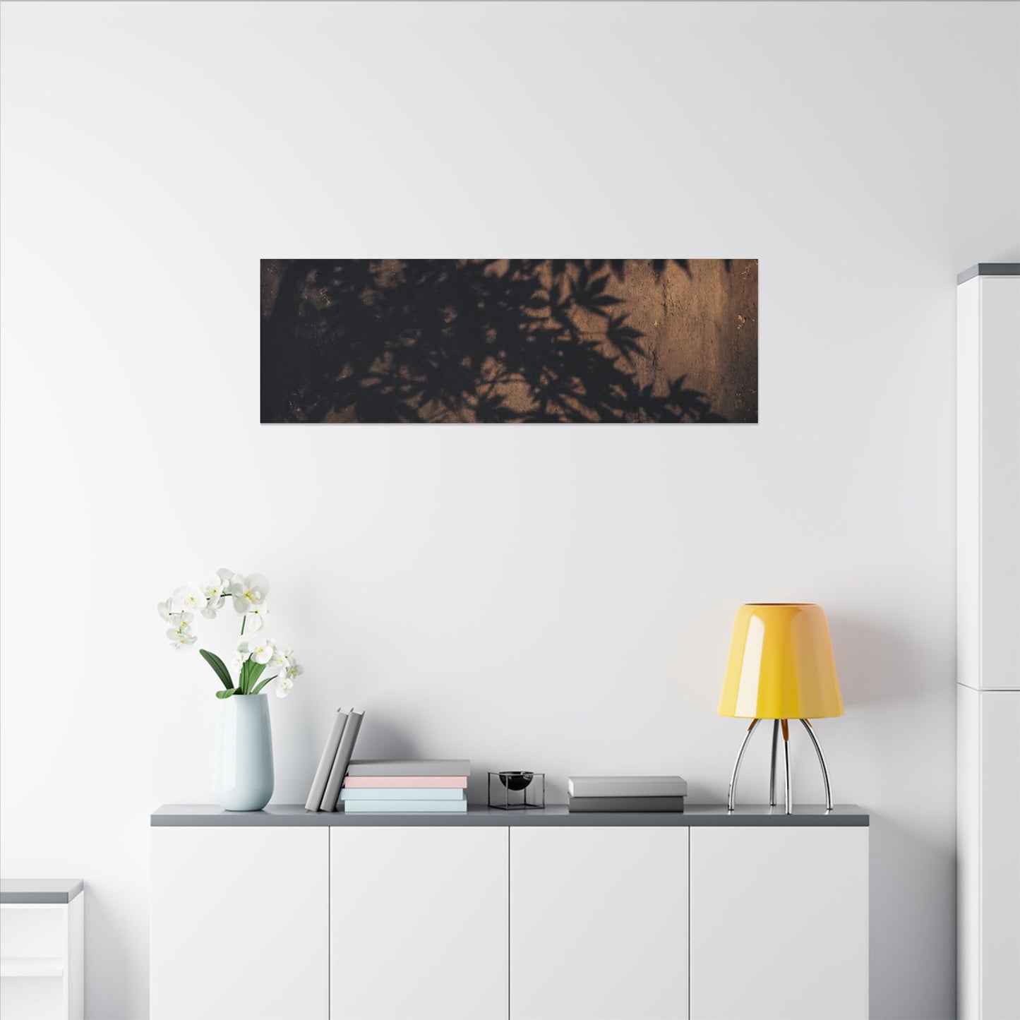 Shadow Play Autumn Canvas Art | Dark Japandi Atmospheric Design