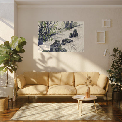 Dappled Rock Garden Canvas Art - Zen Mono No Aware