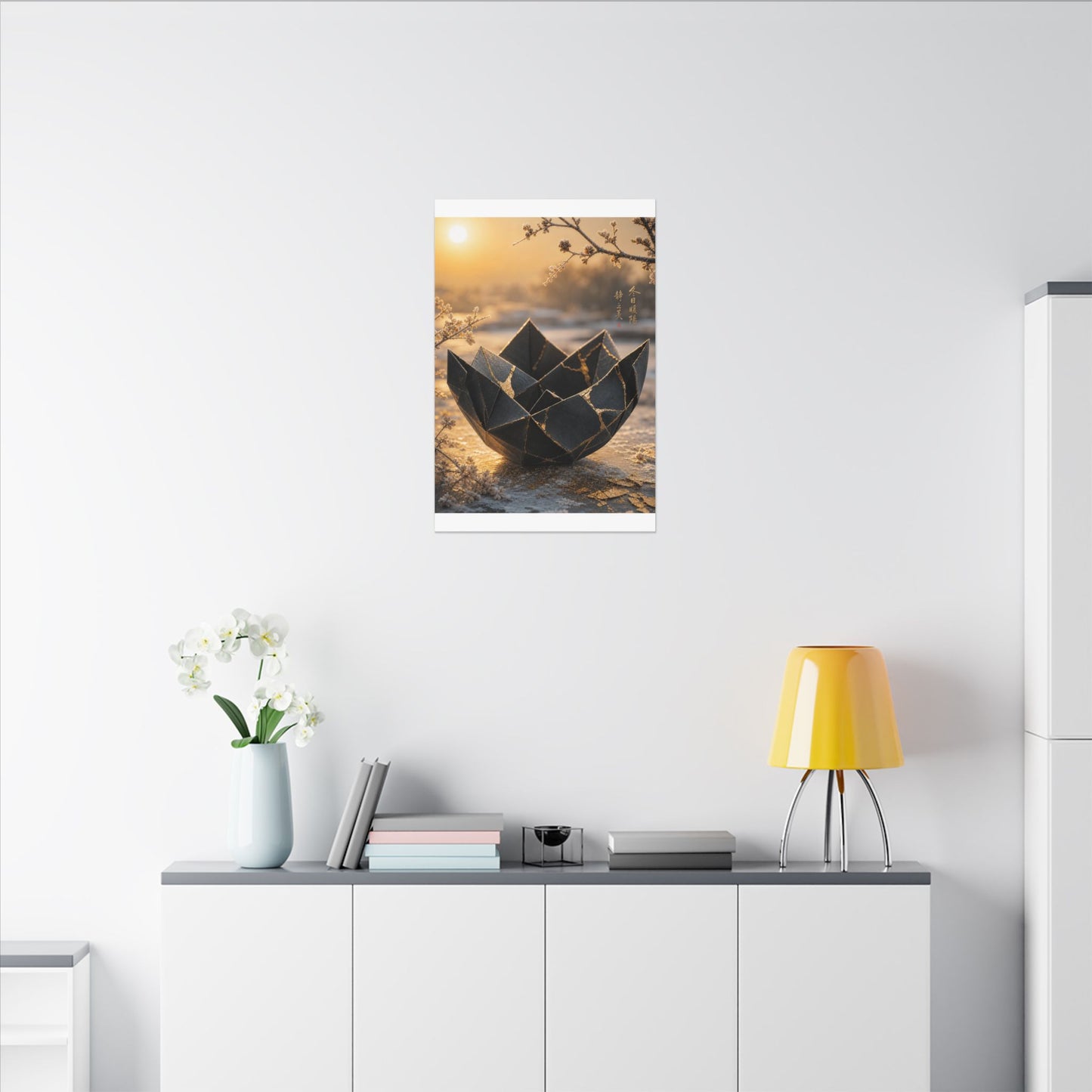 Kintsugi Paper Fold in Golden Hour | Gold Repair Canvas Art
