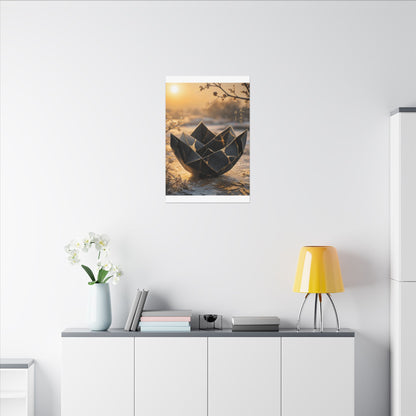 Kintsugi Paper Fold in Golden Hour | Gold Repair Canvas Art