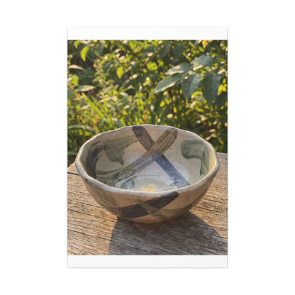Earthy Ceramic Bowl Canvas Art - Japanese Pattern Japandi