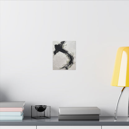 Ink Brushstroke Spring Canvas Art | Dark Japandi Sophisticated Design