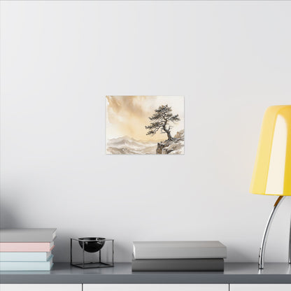 Pine Tree Canvas Art | Winter Japandi Watercolor Art