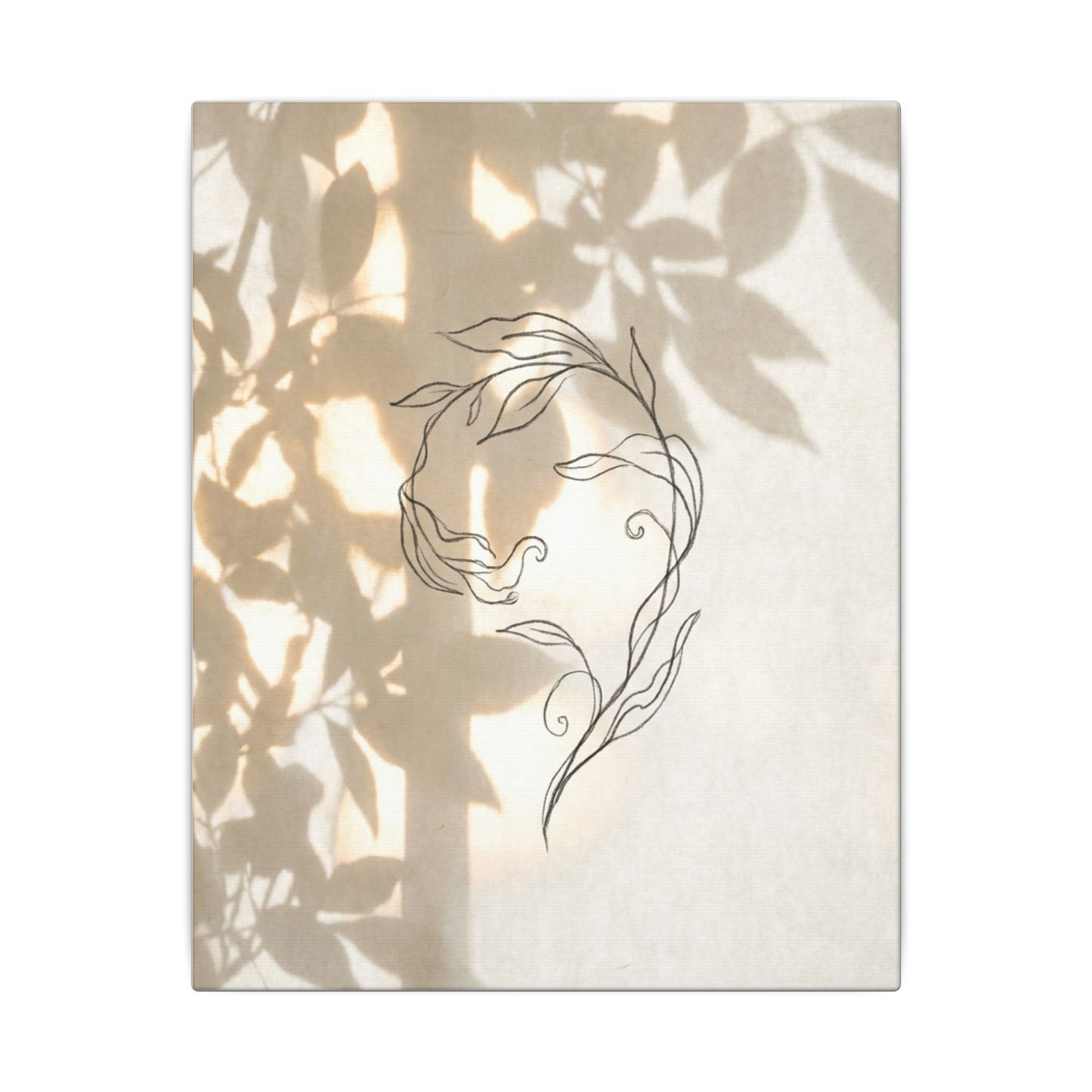 Warm Shoji Screen Canvas Art - Minimal Line Japandi