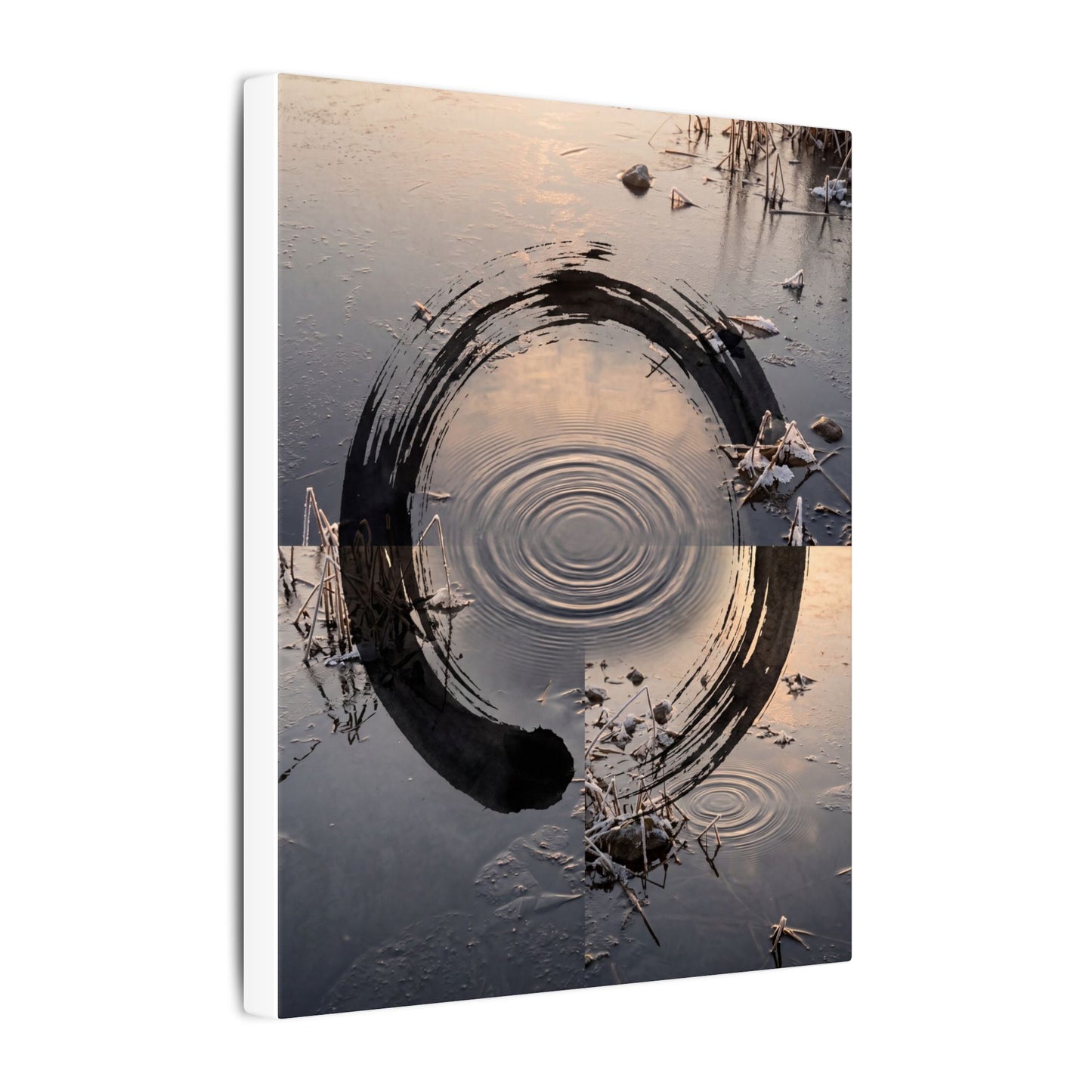 Winter Water Ripple Enso Canvas Art | Tranquil Decor
