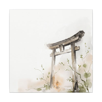 Fukinsei Torii Gate Canvas Art - Japandi Watercolor