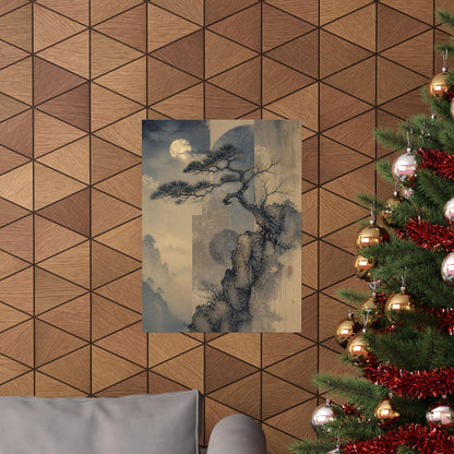 Ma Pine Tree Wall Art Print - Japandi Japanese Pattern