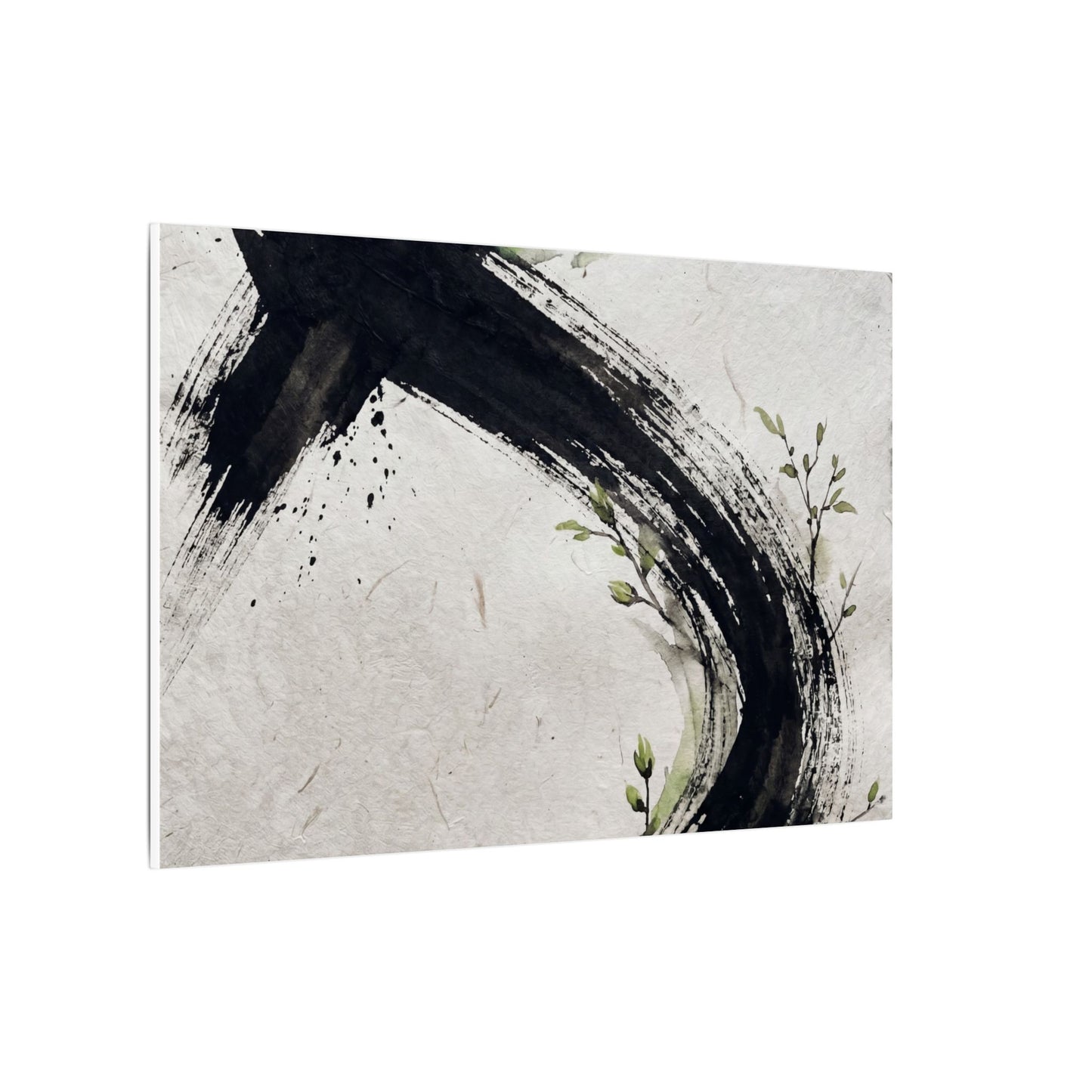 Ink Brushstroke Spring Canvas Art | Dark Japandi Sophisticated Design