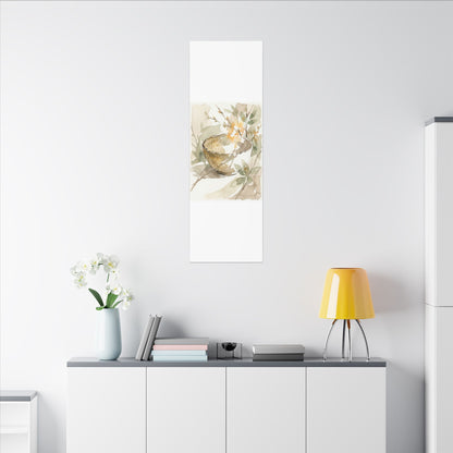 Spring Ceramic Bowl Watercolor Canvas Art | Neutral Decor