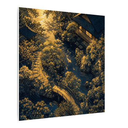 Contemplative Moonlit Garden Canvas Art - Ukiyo E Inspired Zen