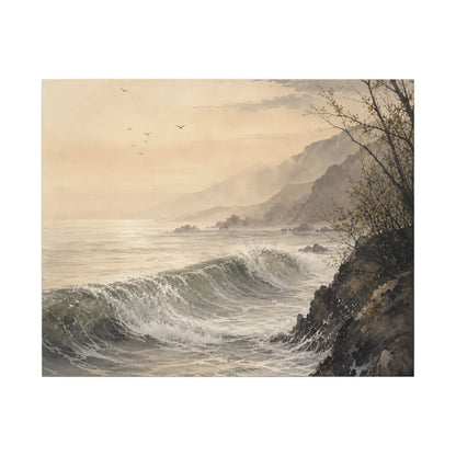 Ocean Wave Spring Canvas Art | Japandi Elegant Design
