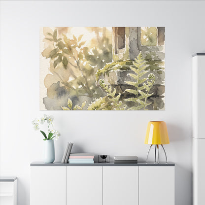Earthy Stone Lantern Canvas Art - Watercolor Japandi