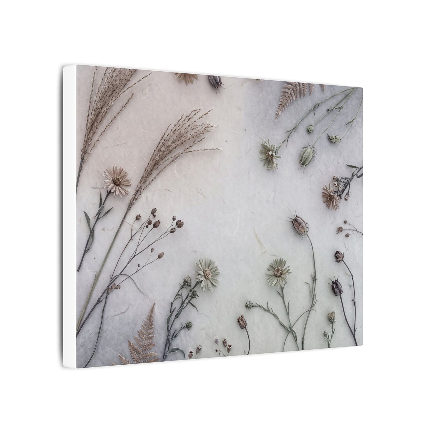Dried Flowers Japanese Pattern Canvas Art | Elegant Japandi Art