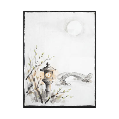 Moonlit Garden Spring Canvas Art | Zen Contemplative Design