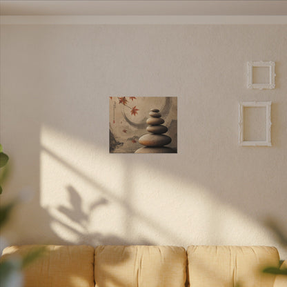 Japandi River Stones in Candlelight | Japanese Pattern Canvas Art