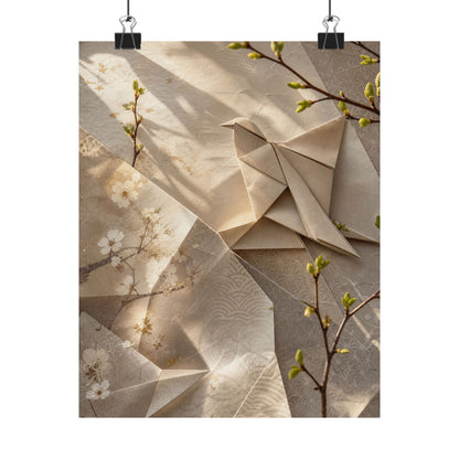 Spring Paper Fold Japanese Pattern Wall Art Print | Warm Decor