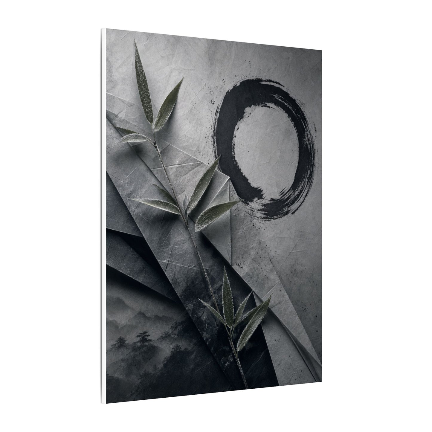 Winter Paper Fold Enso Canvas Art | Serene Decor