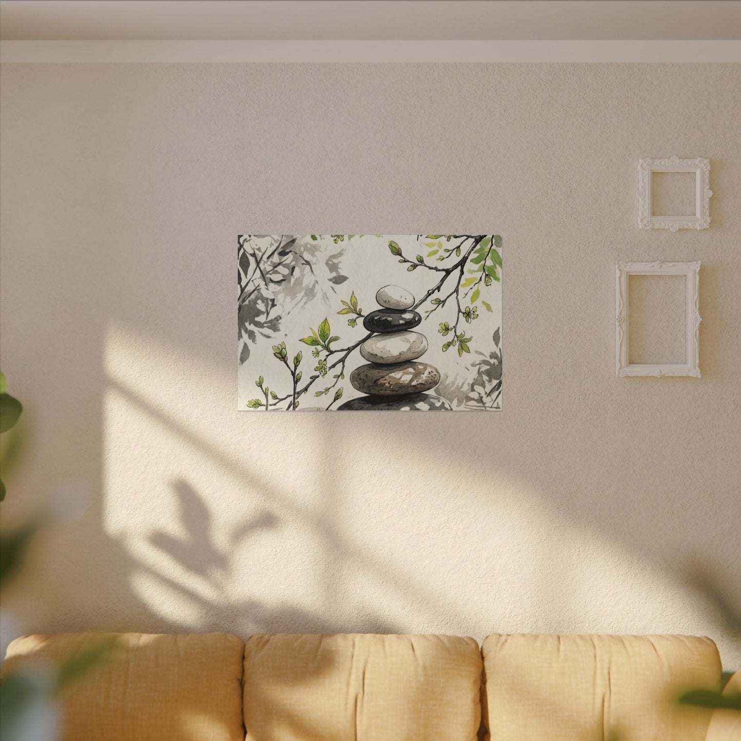 Spring River Stones Japanese Pattern Canvas Art | Elegant Decor