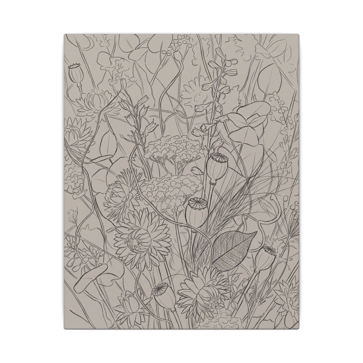 Summer Dried Flowers Minimal Line Canvas Art | Elegant Decor