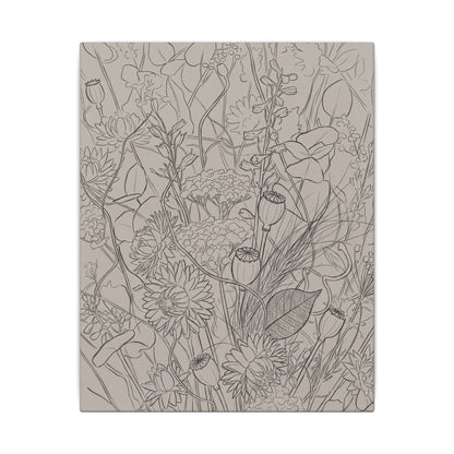 Summer Dried Flowers Minimal Line Canvas Art | Elegant Decor