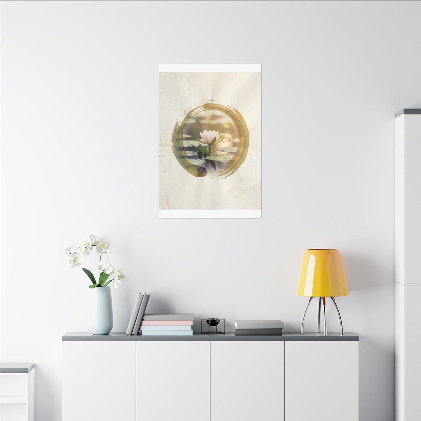 Peaceful Lotus Flower Canvas Art - Enso Zen