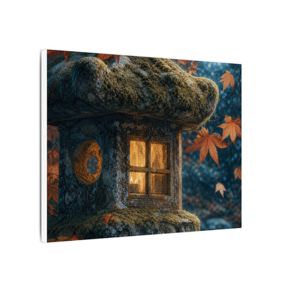Autumn Stone Lantern Forest Whimsy Canvas Art | Earthy Decor